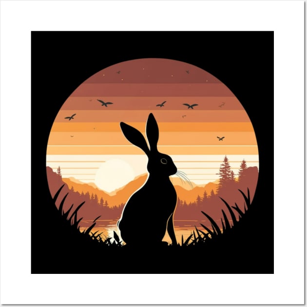 Rabbit Retro Sunset Wall Art by Dylante